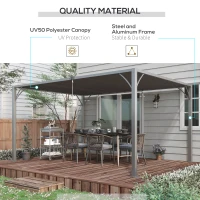Outsunny 4 x 3(m) Outdoor Pergola with Retractable Roof, Aluminium Louvered Patio Gazebo Canopy for Lawn Garden Patio, Grey(m-5)