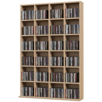 HOMCOM Meuble de rangement multimédia 456 CD/ 336 DVD - bibliothèque en bois avec étagères réglables 89 x 130,5 cm bois naturel