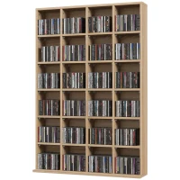 HOMCOM Meuble de rangement multimédia 456 CD/ 336 DVD - bibliothèque en bois avec étagères réglables 89 x 130,5 cm bois naturel(m-1)