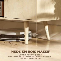 HOMCOM Meuble TV meuble télé pour téléviseur jusqu'à 55 pouces 2 placards et 2 étagères ouvertes 120x34x50cm effet bois naturel(m-6)