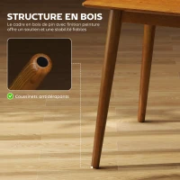HOMCOM Table de salle à manger design grand plateau 4-6 personnes en bois dim. 120L x 75l x 76H cm(m-5)