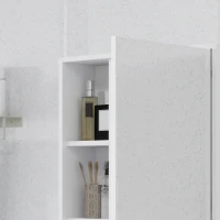 kleankin Armoire murale salle de bain avec miroir, meuble salle de bain, 5 compartiments et étagère réglable, 60x15x76cm, blanc(m-8)