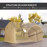 Outsunny Carport tente de garage 3 x 5,2 m, abri voiture extérieur carport pour voiture avec porte enroulable amovible jaune(m-6)