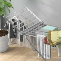 HOMCOM Séchoir à linge étendoir à linge 2 ailes latérales extensibles cadre en alliage d'aluminium 144 x 53 x 91 cm(m-9)