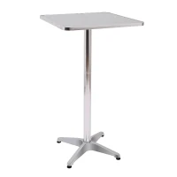 HOMCOM Table de Bar Table de Cuisine Salle à Manger Mange-debout Hauteur réglable Plateau INOX(m-10)