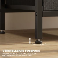 HOMCOM Couchtisch Beistelltisch mit Ladestation, Stahlrahmen, USB-C-Anschlüssen, Schubladen, Haken, 40cm x 30cm x 60cm Schwarz(m-7)