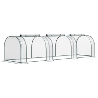 Outsunny Mini Serre de Jardin mini serre tunnel serre à tomates 3,5L x 1l x 0,8H m Acier PVC Haute densité Anti-UV 3 fenêtres avec Zip enroulables Vert et Transparent(m-12)