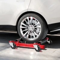 HOMCOM Chariot de manutention de voiture capacité 680 kg largeur de pneu 30 cm, 63 x 57-72 x 33 cm, rouge(m-10)