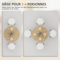 HOMCOM Table à manger ronde pour 2 personnes avec plateau aspect bois et piètement croisé en acier, blanc chêne(m-4)