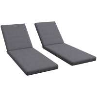 Outsunny Set of 2 Outdoor Chair Cushions with Tie Straps, Cotton-Padded Outdoor Cushions for Sunlounger, Deck Chair, Garden Armchair, 190.5x58.4x7 cm, UV50+, Grey
