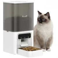 PawHut Alimentador Automático para Gatos 4,5L WiFi com Timer Programável para 1-10 Refeições Alimentador Automático com Gravador de Voz e Dupla Alimentação para Gatinhos e Cães de Porte Pequeno(m-6)