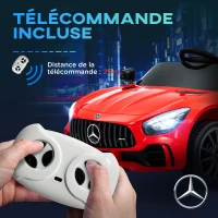 AIYAPLAY Voiture électrique enfants sous licence Mercedes-Benz AMG GTR 12V télécommande 2,4G max. 5 km/h 108 x 67 x 46 cm rouge(m-7)