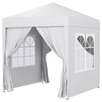 Outsunny Tonnelle de jardin extérieure tonnelle pliante pop-up réglable en hauteur protection UV 2 x 2 m blanc(m-11)