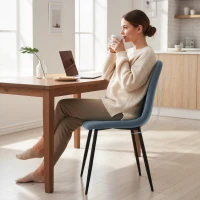 HOMCOM Juego de 4 Sillas de Comedor Tapizadas en Terciopelo con Patas de Acero para Salón 45x54x87 cm Azul Claro(m-8)