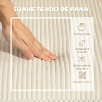 HOMCOM Sofá Chaise Longue de 3 Plazas en Forma de L Tapizado en Pana Asiento y Respaldo Acolchados 214x134x87 cm Beige(m-6)