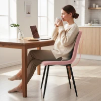 HOMCOM Esszimmerstühle 4er Set Küchenstuhl mit Rückenlehne, Samtoptik, Sessel 45 x 54 x 87 cm Rosa(m-8)