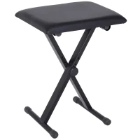 HOMCOM Tabouret piano pliable, banc piano réglable en hauteur de 37 à 47 cm, siège rembourré en PU et pieds en métal antidérapants, charge 100 kg, noir(m-12)