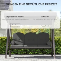 Outsunny Hollywoodschommel 3-zits tuinschommel met zonnescherm, dienblad en zitkussen tot 360 kg Donkergrijs(m-6)