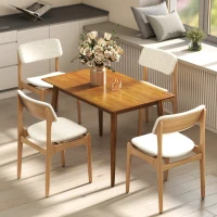 HOMCOM Table de salle à manger design grand plateau 4-6 personnes en bois dim. 120L x 75l x 76H cm(m-6)