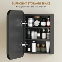 HOMCOM Bathroom Medicine Cabinet with Mirror, Bathroom Wall Cabinet with Adjustable Shelves, Soft Close Hinges, Black(m-5)