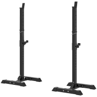 HOMCOM Soporte Barras Pesas de Acero con Altura Ajustable en 12 Niveles Carga Máx. 150 kg 50x49x124-154 cm Negro(m-10)