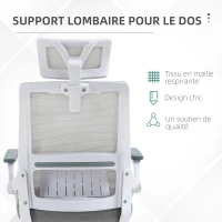 Vinsetto Fauteuil de bureau réglable tissu maille polyester dossier ergonomique inclinable pivotant Gris(m-6)