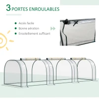 Outsunny Mini Serre de Jardin mini serre tunnel serre à tomates 3,5L x 1l x 0,8H m Acier PVC Haute densité Anti-UV 3 fenêtres avec Zip enroulables Vert et Transparent(m-6)