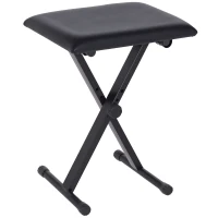 HOMCOM Tabouret piano pliable, banc piano réglable en hauteur de 37 à 47 cm, siège rembourré en PU et pieds en métal antidérapants, charge 100 kg, noir(m-1)