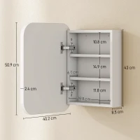 HOMCOM Bathroom Medicine Cabinet with Mirror, Bathroom Wall Cabinet with Adjustable Shelves, Soft Close Hinges, White(m-3)