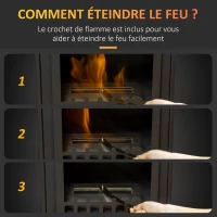 HOMCOM Cheminée bioéthanol sur pieds avec réservoir 1,2 L, environ 3 h de durée de combustion couverture 25 m² 41 x 25 x 54 cm(m-5)