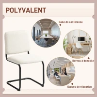 HOMCOM Chaise salle à manger, chaise de cuisine avec revêtement en effet laine boucleé, siège rembourré et pieds en acier crème(m-7)