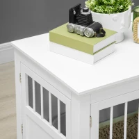 PawHut Gaiola para Cães com Mesa Auxiliar Casa para Animais de Estimação Moderna com 3 Portas e Fecho Magnético para Cães Pequenos 78x53x59,3 cm Branco(m-8)