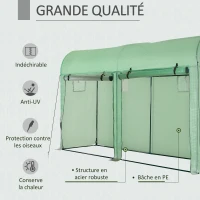 Outsunny Serre de jardin 3 m² en PE, serre d'extérieur avec bâche renforcée 140 g/m² Anti-UV, châssis en acier, 2 portes zippées déroulantes et 4 fenêtres enroulables, 3 x 1 x 2 m, vert(m-4)