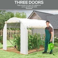 Outsunny 296 x 196cm Steel Frame Polytunnel Greenhouse - White(m-5)