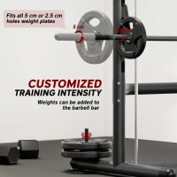 HOMCOM Adjustable Squat Rack, with Pull Up Bar, Barbell Bar for Home Gym(m-6)
