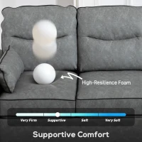 HOMCOM 3 Seater Sofa, Faux Leather Couch - Grey(m-4)