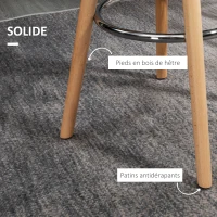 HOMCOM Lot de 2 tabourets de bar, chaises de bar en PU avec dossier et repose-pieds, assise rembourrée 69 cm, pieds en bois, style moderne, tabourets hauts pour cuisine, salle à manger, salon, blanc(m-6)