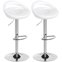 HOMCOM Lot de 2 tabourets de bar chaises de bar hauteur réglable dossier et repose-pieds pivotant à 360° 46x41x76-96cm blanc