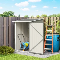 Outsunny Caseta de Jardim 0.92m² em Aço Galvanizado, Abrigo para Ferramentas com Porta Batente Trancável, Telhado Inclinado, 100x104x160 cm, Cinzento(m-4)