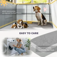 PawHut Seven-Panel Dog Whelping Box, Dog Playpen with Washable Whelping Pads, Wind-Resistant Fabric, for Small and Medium Dogs(m-7)