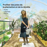 Outsunny Serre de jardin tunnel 3 x 3 x 2 m 9 m² avec porte à charnières bâche en PE 150 g/m² pour Légumes Plantes Fleurs(m-7)