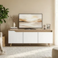 HOMCOM Mesa de TV para Salón con 3 Puertas para Televisión de 55 Pulgadas Estilo Moderno 120x35x45,5 cm Roble y Blanco(m-2)