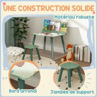 AIYAPLAY Ensemble table et chaise enfant table pour enfant avec chaise avec porte-livres motifs d'ours pour enfants 3-8 ans vert(m-6)
