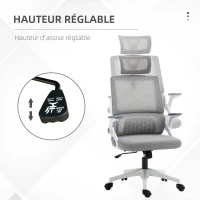 Vinsetto Fauteuil de bureau réglable tissu maille polyester dossier ergonomique inclinable pivotant Gris(m-4)