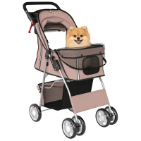 PawHut Carrito para Perros Pequeños con Cesta de Almacenaje Portavasos Ruedas y Cojín Lavable 77x44x102 cm Café(m-9)