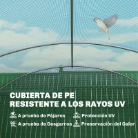 Outsunny Invernadero de Túnel 6x3x2 m con 6 Ventanas de Malla Cubierta de PE Anti-UV y 3 Puertas Enrollables Verde(m-6)