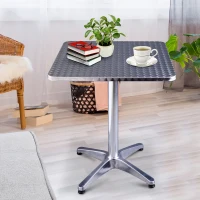 HOMCOM Table de Bar Table de Cuisine Salle à Manger Mange-debout Hauteur réglable Plateau INOX(m-2)