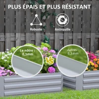 Outsunny Lot de 2 carré potager de jardin dim. 100L x 100l x 30H cm - tôle d'acier ondulée gris(m-6)