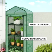 Outsunny Serra da Balcone a 4 Livelli con 4 Rotelle e Ingresso Avvolgibile, in Acciaio e PE, 69x50x165 cm, Verde(m-5)