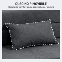 HOMCOM Poltrona Letto Pieghevole Convertibile in Chaise Longue e Materasso, 80x80x64 cm, Grigio Scuro(m-6)